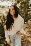 Sand and Mustard Cropped Fleece Hoodie