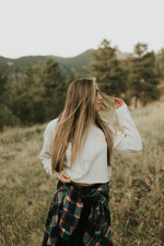 Sand and Mustard Cropped Fleece Hoodie