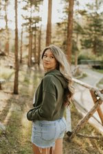 Sage Green Cropped Fleece Hoodie