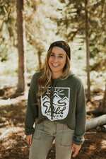 Sage Green Cropped Fleece Hoodie