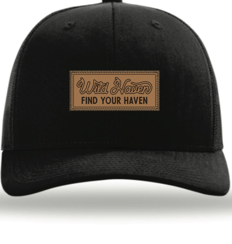 Black Leather Patch Hat
